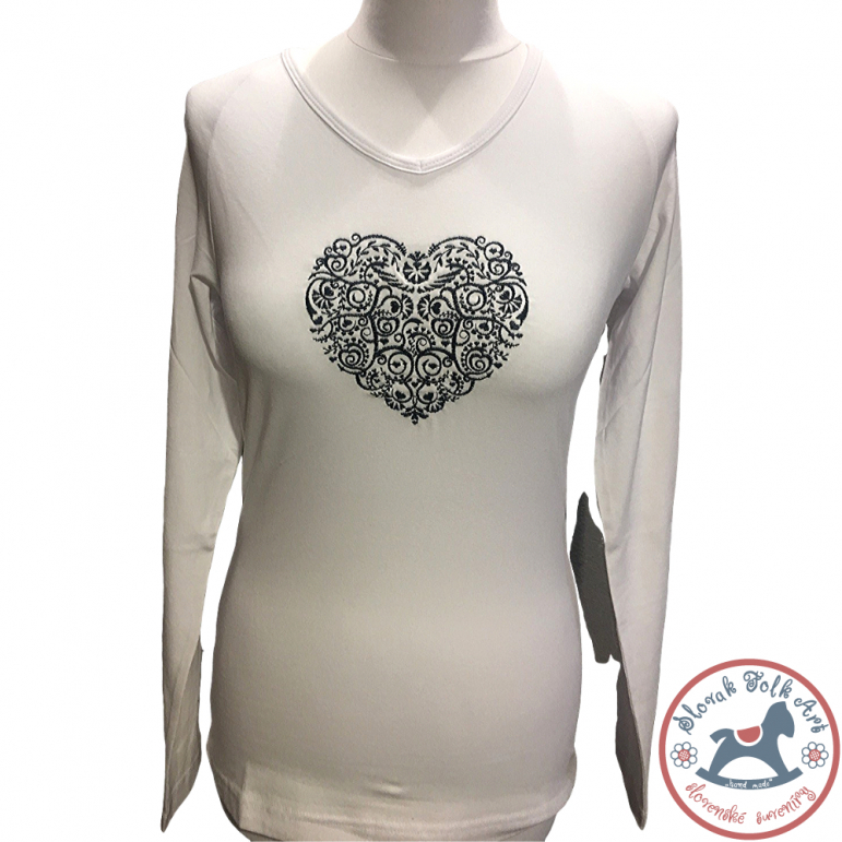 Women's T-shirt Embroidered Heart (Long Sleeve)