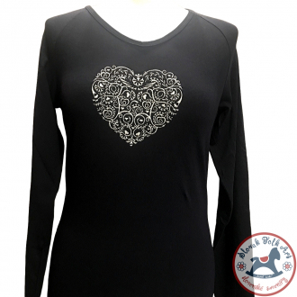 Women's T-shirt Embroidered Heart (long sleeve)