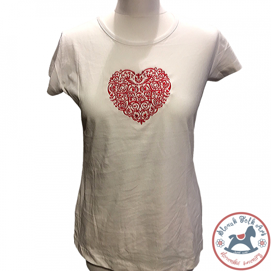 Women's T-shirt Embroidered Heart (Short Sleeve)