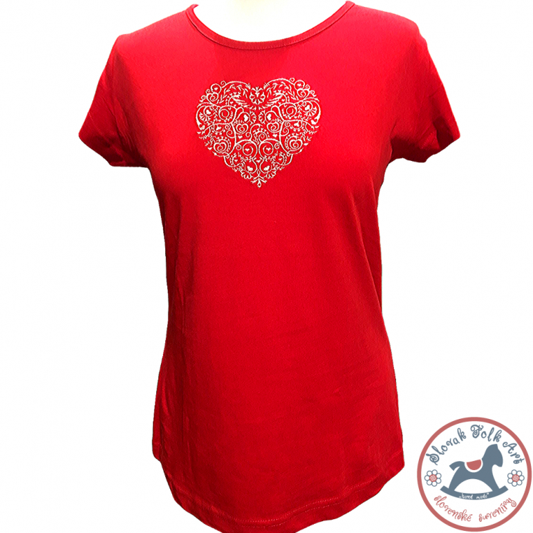 Women's T-shirt Embroidered Heart (Short Sleeve)
