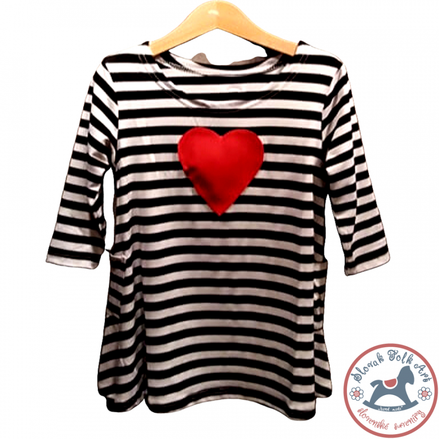 Girls's whistling T-shirt (striped with heart)