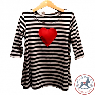 Girls's whistling T-shirt (striped with heart)
