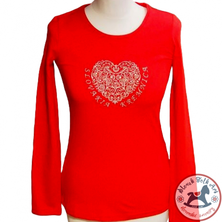Dámske tričko s nápisom Srdce (červené)