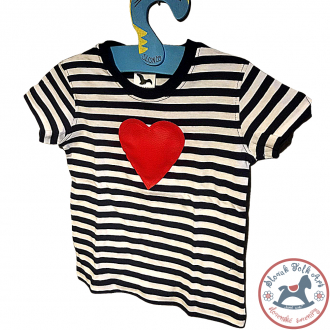 Children's whistling T-shirt (striped with heart)