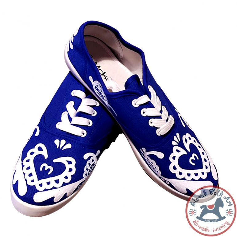 Women's white folklore sneakers (royal blue)