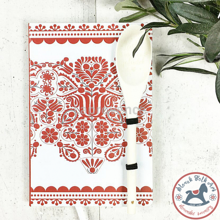 Notebook with wooden hob (red)