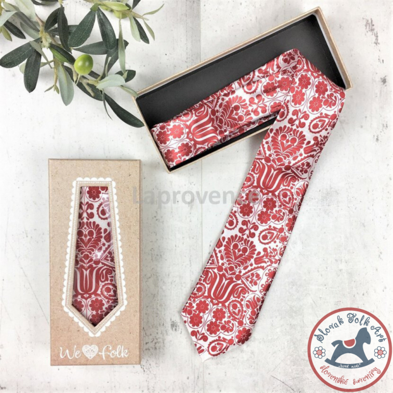 Tie with folk motif (red)