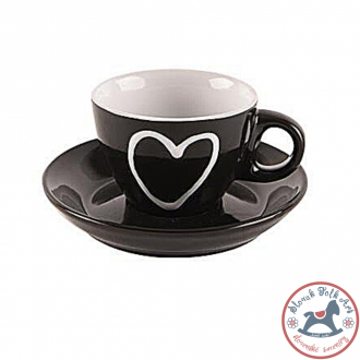 Heart mug with saucer 0.09l black