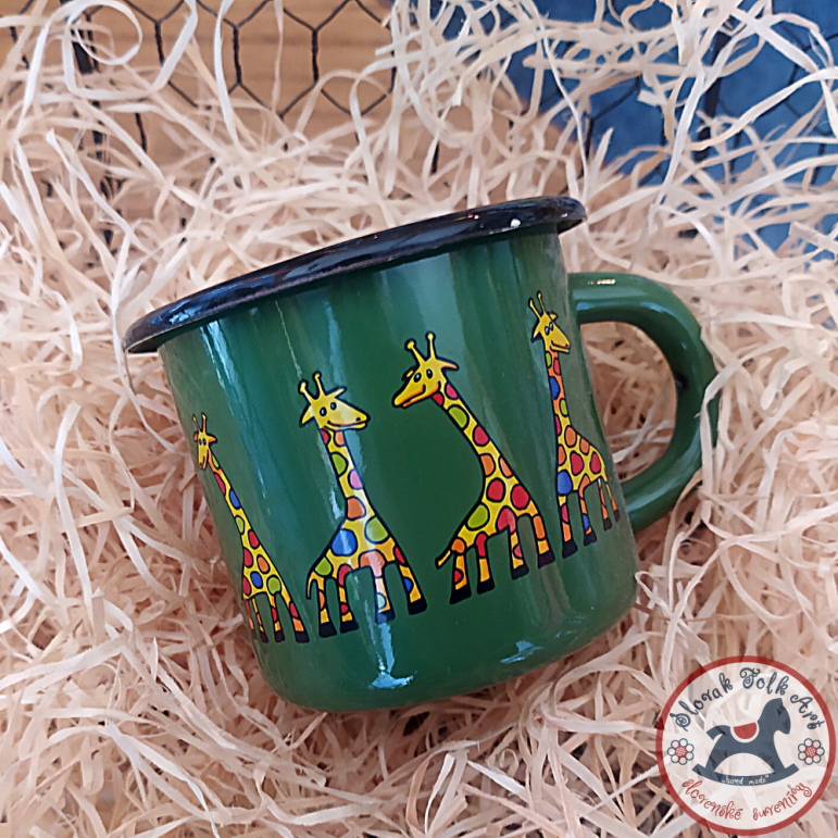 Enamel mug Giraffe (green)