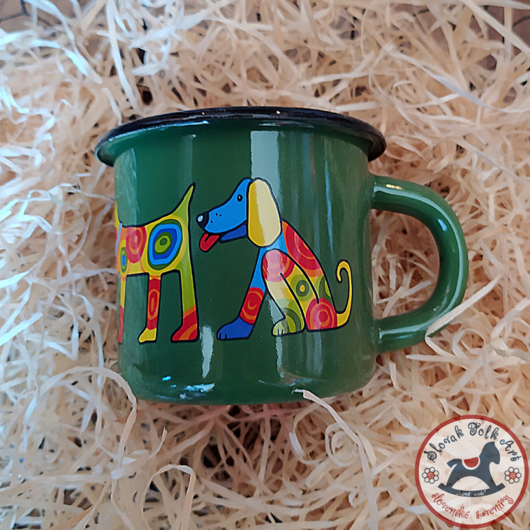 Enamel mug Dog (green)