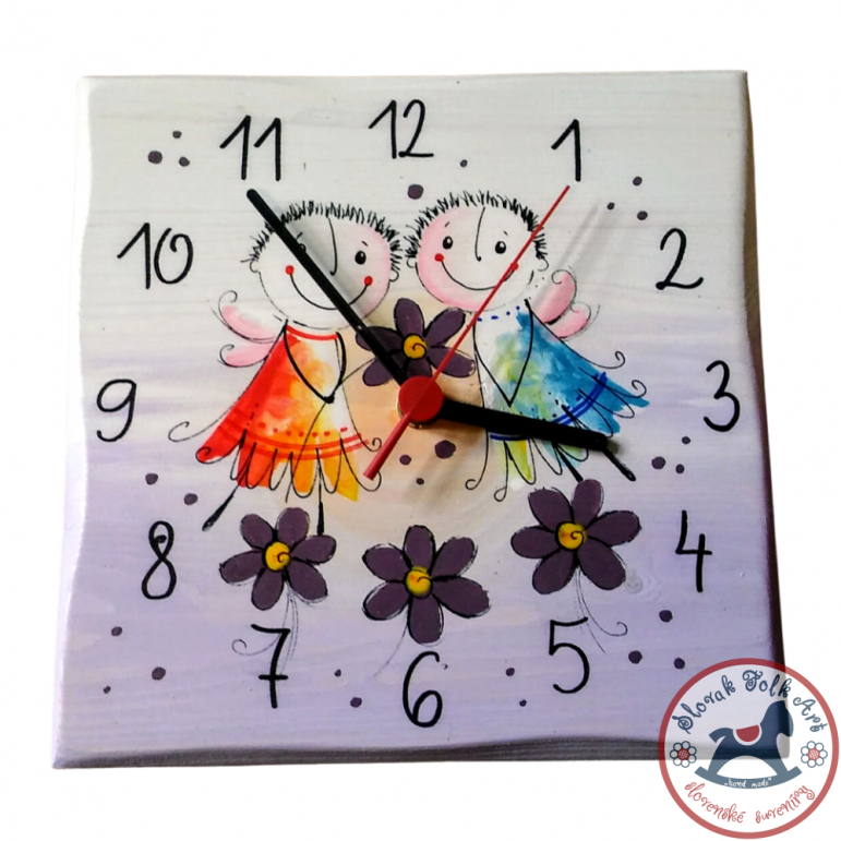 Clock Angels with violets
