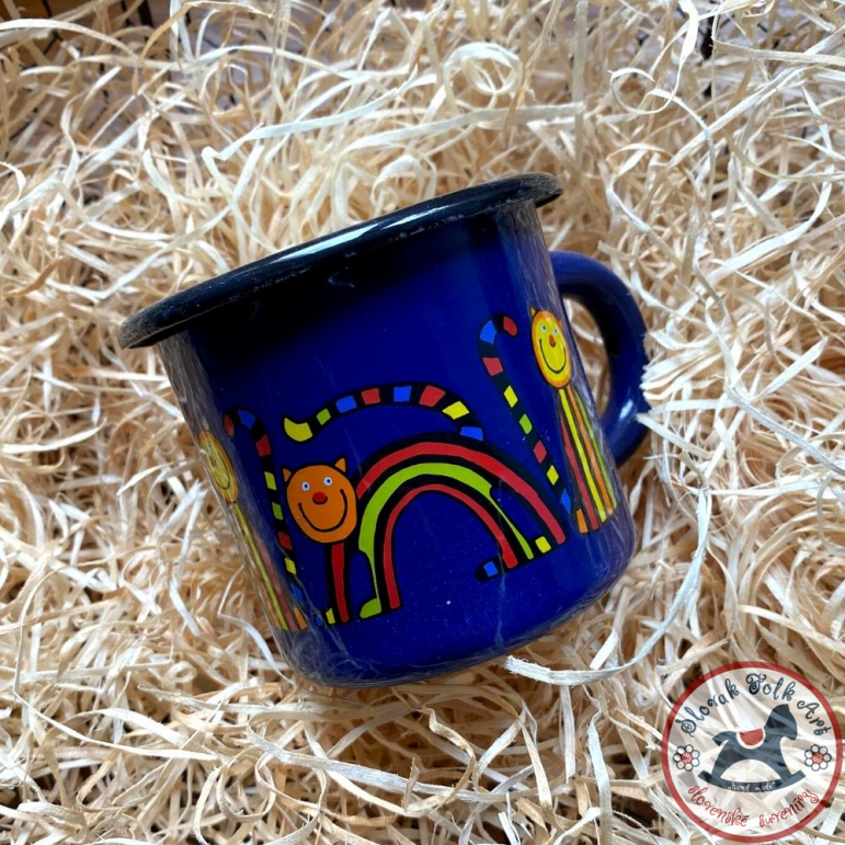 Enamel mug Cat (dark blue)