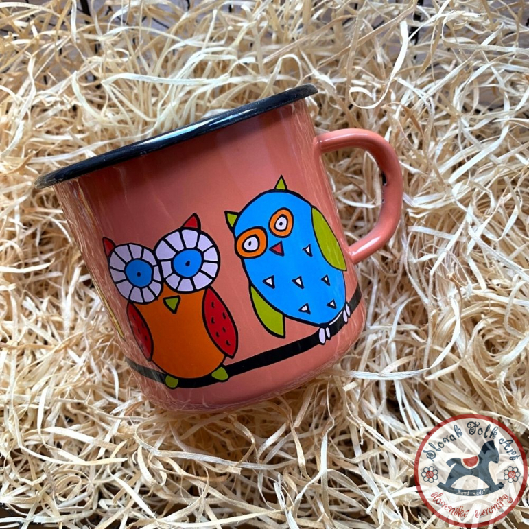 Enamel mug Owl (orange)