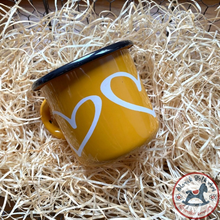 Enamel mug Heart (yellow)