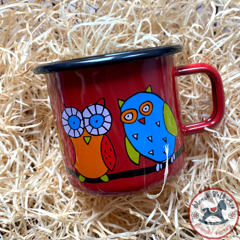 Enamel mug Owl (red)