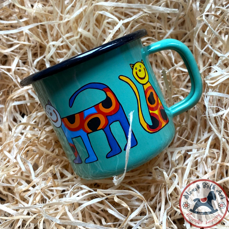 Enamel mug Cat (pastel green)