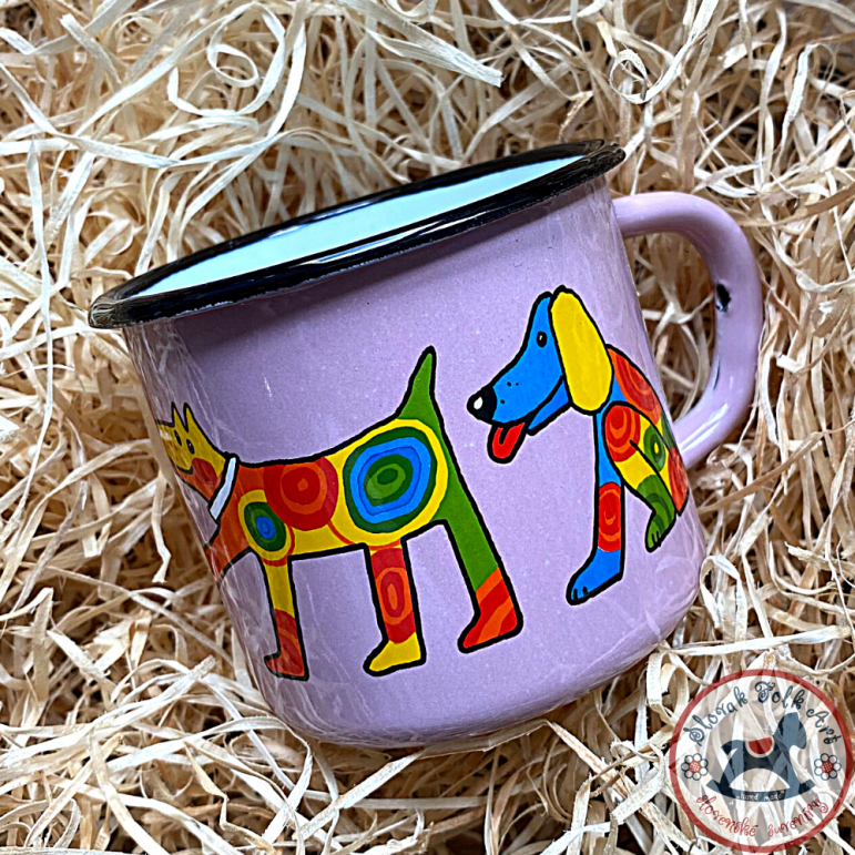 Enamel mug Dog (purple)