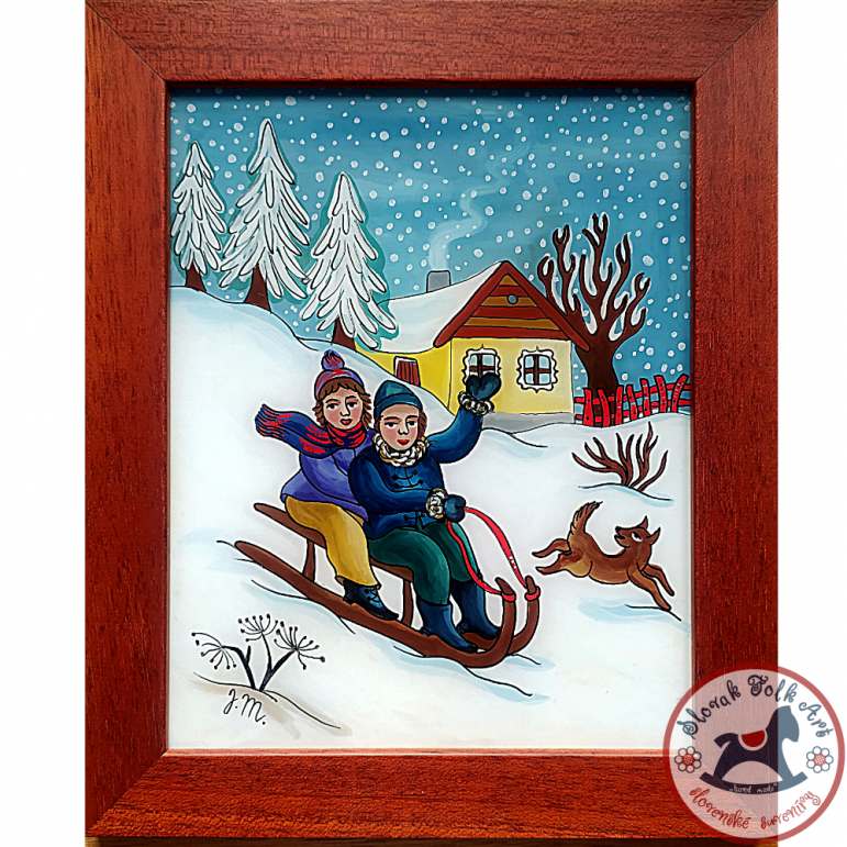 Painting on glass - on a sled