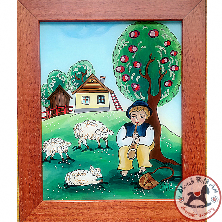 Maľba na sklo -  Pastier oviec 2
