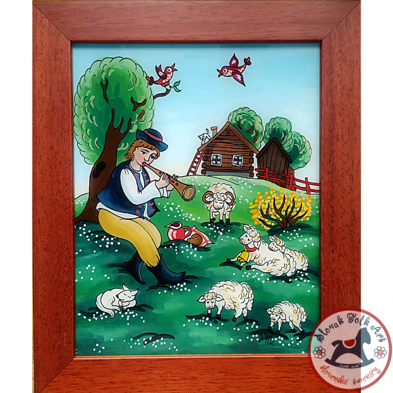 Maľba na sklo -  Pastier oviec