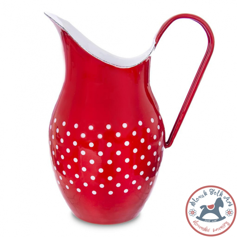 Enamel pitcher DOTS (red) 2,5 l