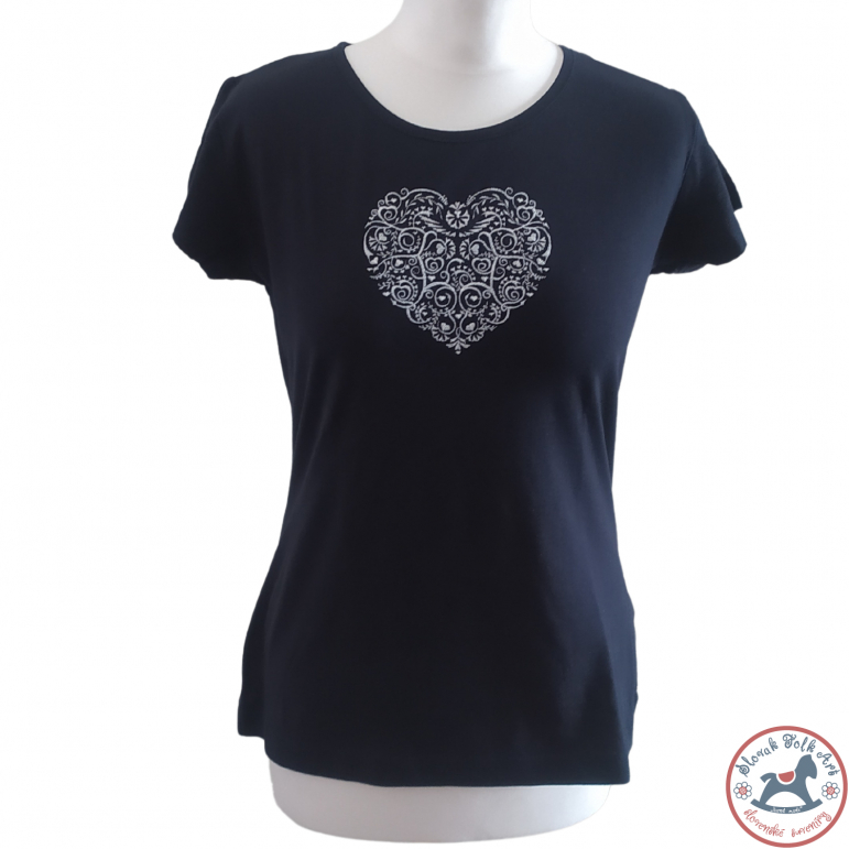Women's T-shirt Embroidered Heart (Short Sleeve)
