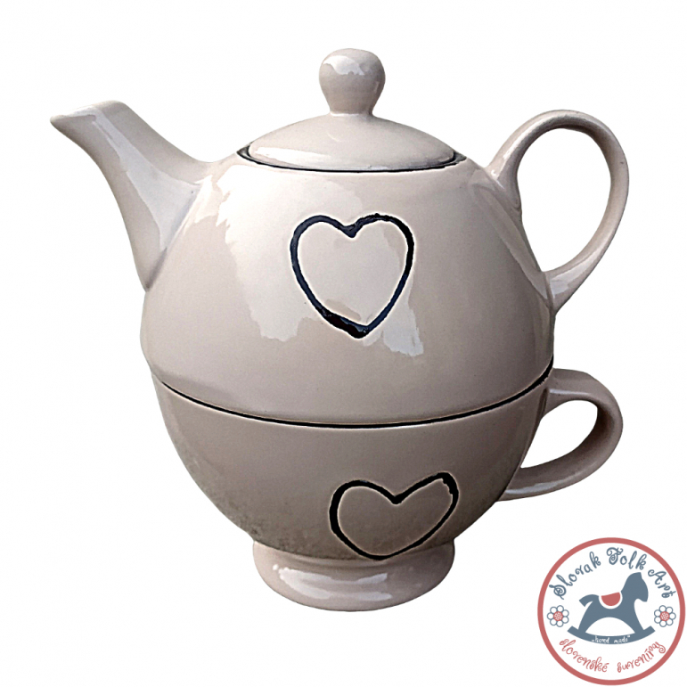 Heart tea set (pale brown)