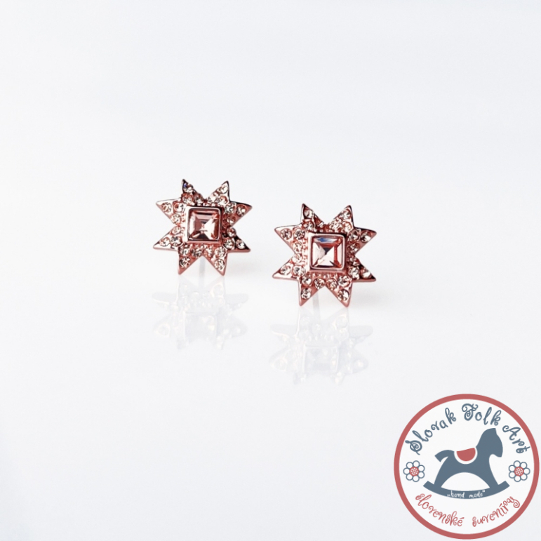 Náušnice ružovozlaté čičmanské hviezdičky