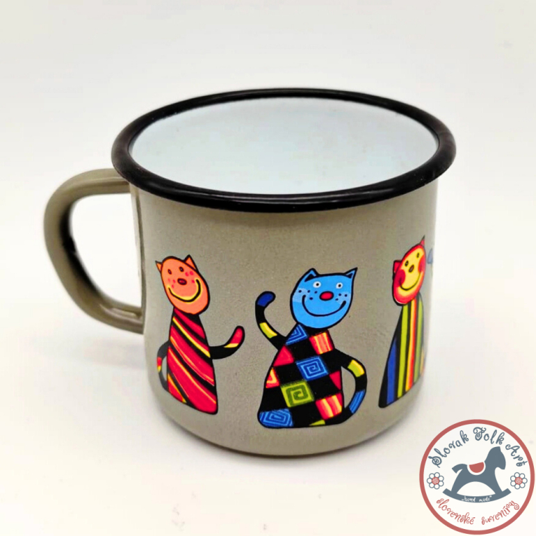 Enamel mug Cat (grey)
