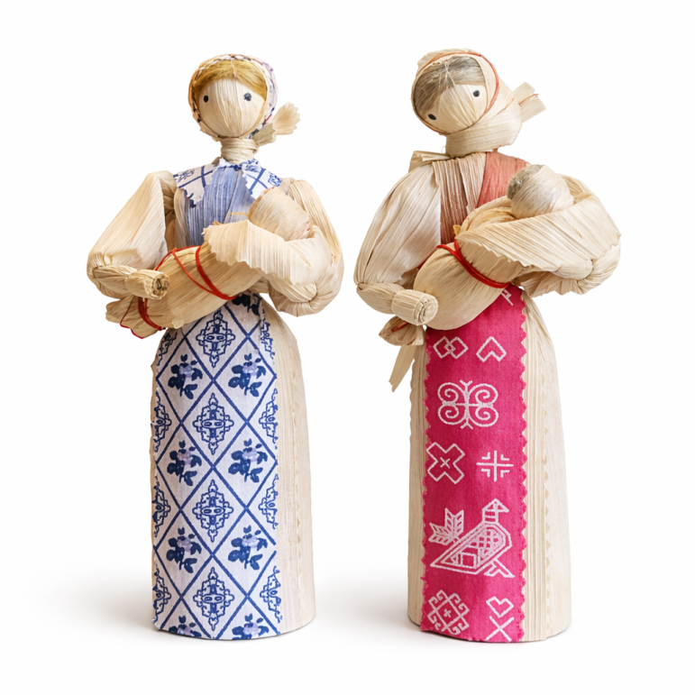 Corn husk doll with baby