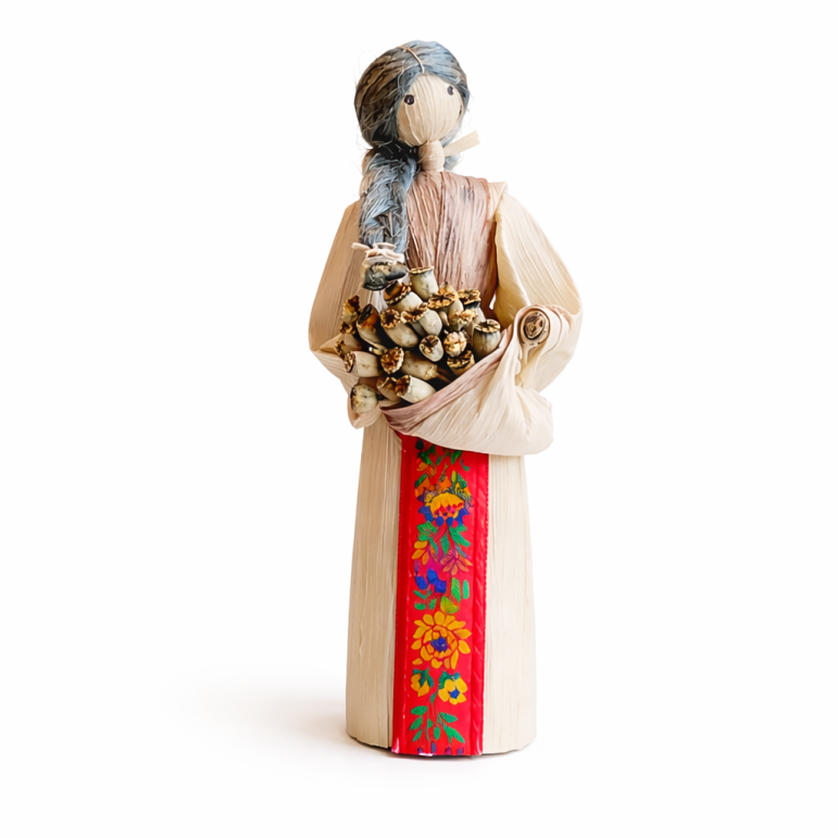 Corn husk doll with poppy...