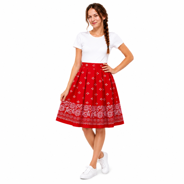 Sukňa Folk Love (červená)