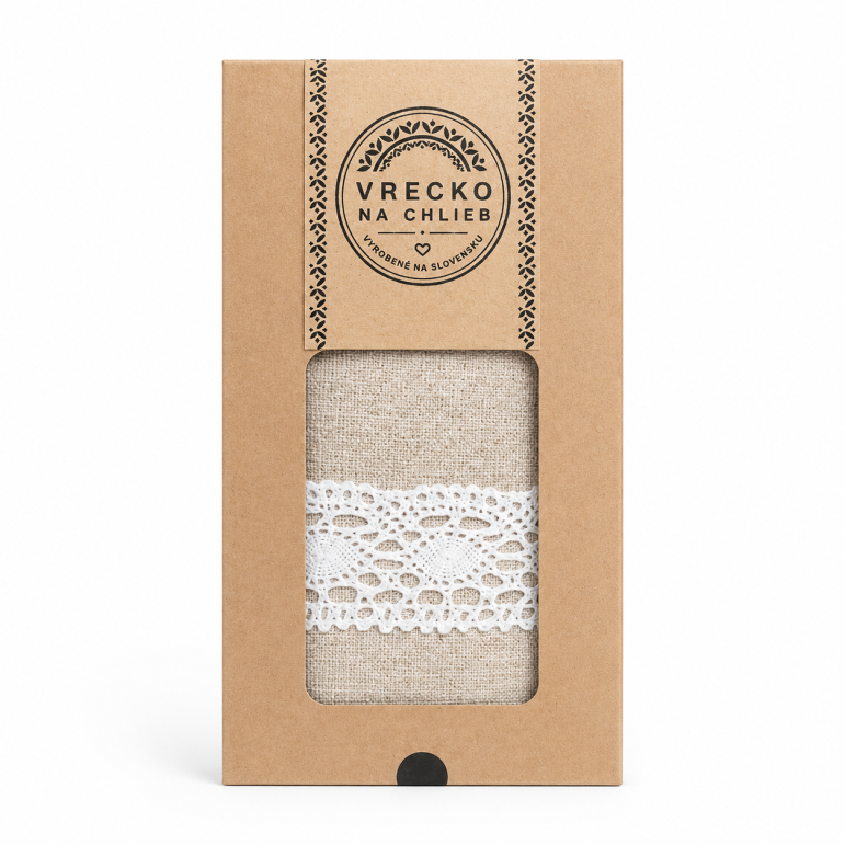 Flax bread bag with lace